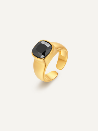 Black gold square Ring