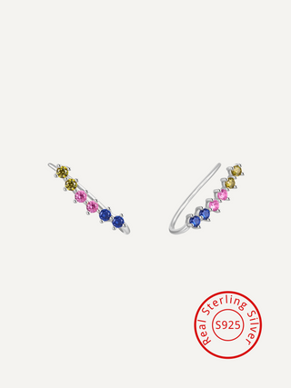 Sterling Silver Single Row Colored Diamond Earrings