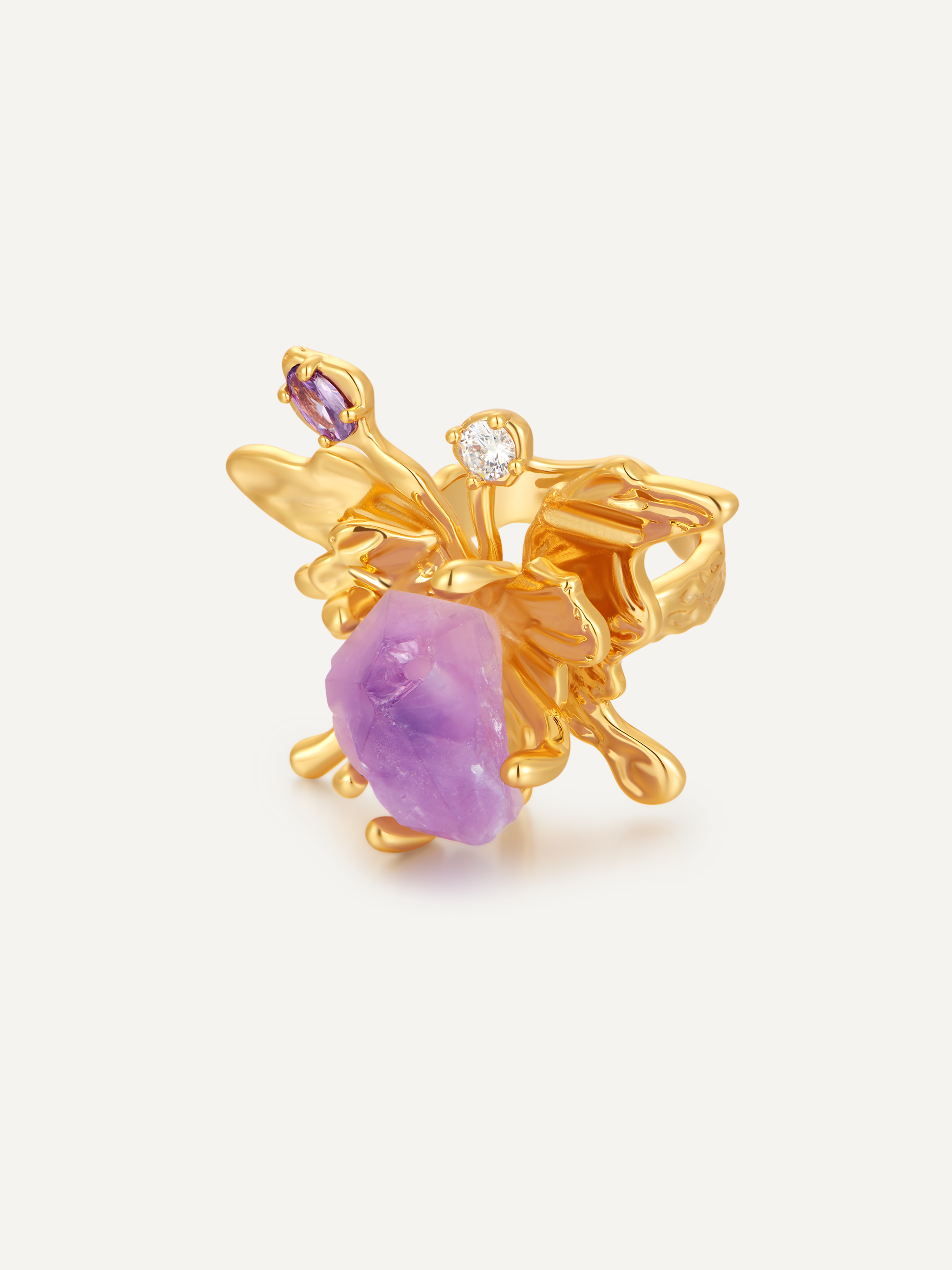 Asymmetric Amethyst Butterfly Ring – Custom Jewelry Design Draft