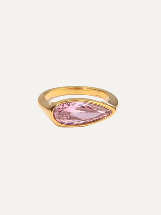 Pink Teardrop Zirconia Ring