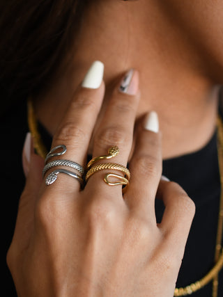Textured Snake Cutout Adjustable Ring