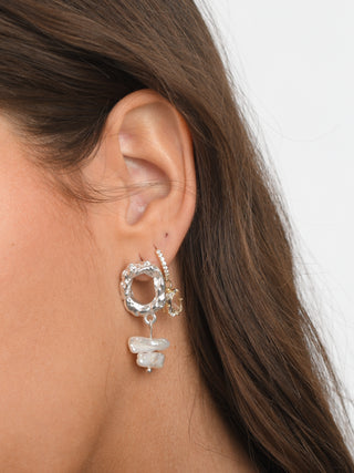Sterling Silver Rectangle Zircon Earrings