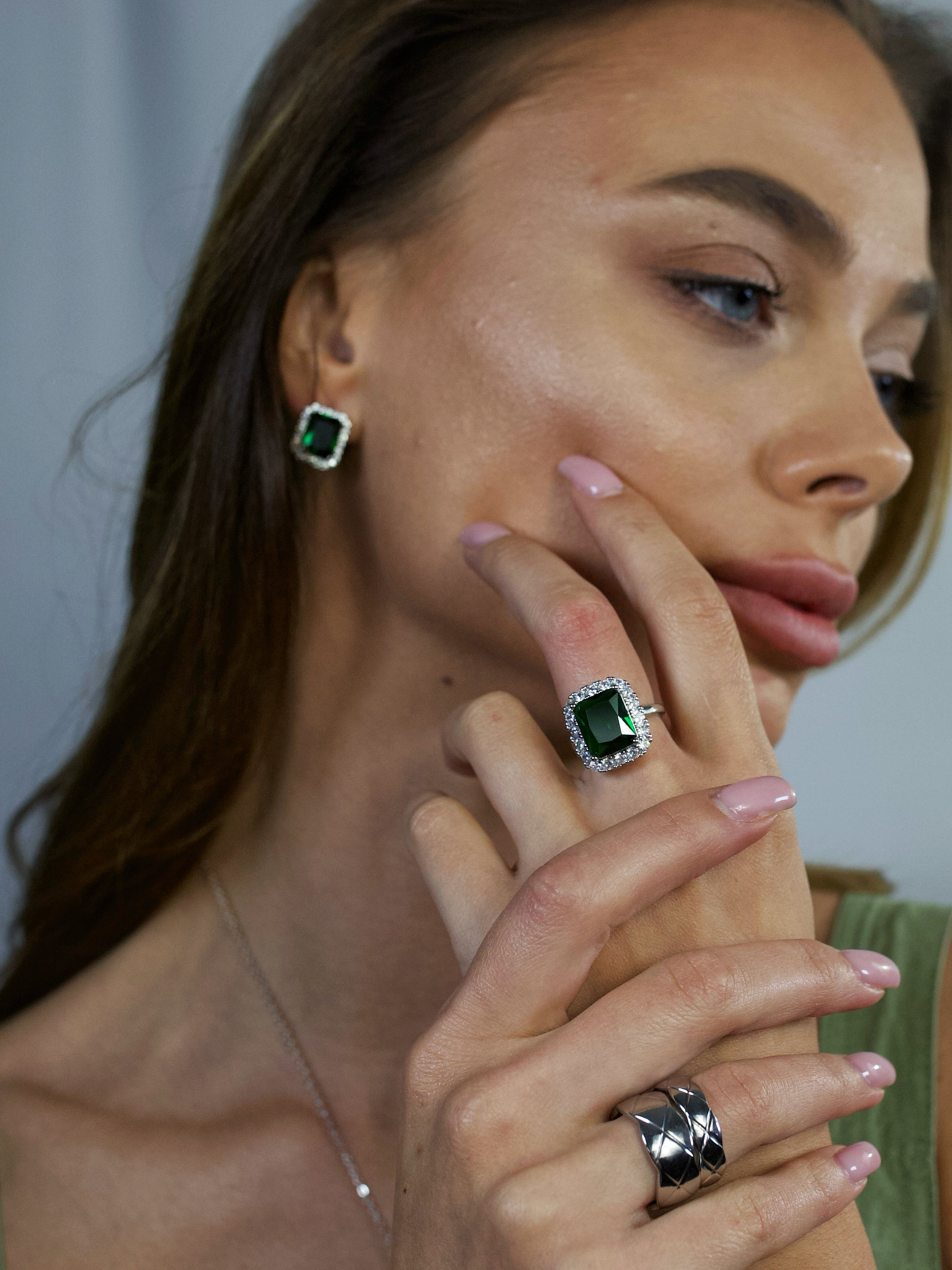 Square Emerald Diamond Open Ring – Custom Jewelry Design Draft