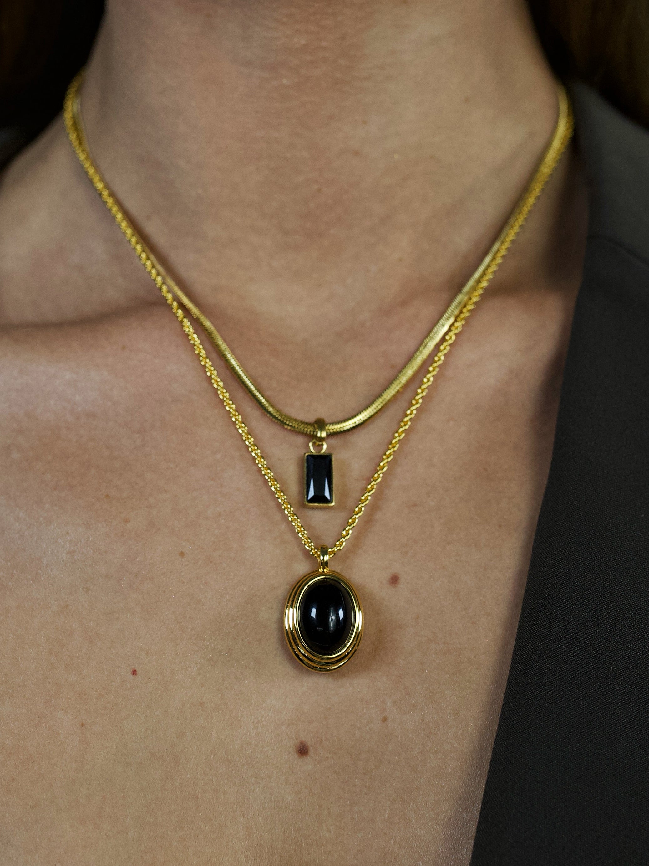 Snake Bone Black Diamond Necklace