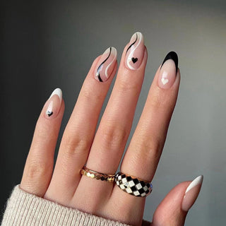 Black Heart French Tips