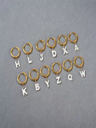 White Fritillary Alphabet Earrings - SINGLE