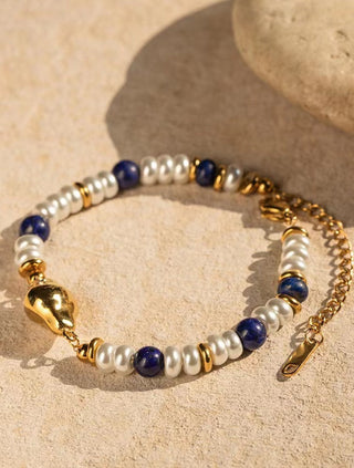 Lapis Lazuli Pearl Drop Bracelet