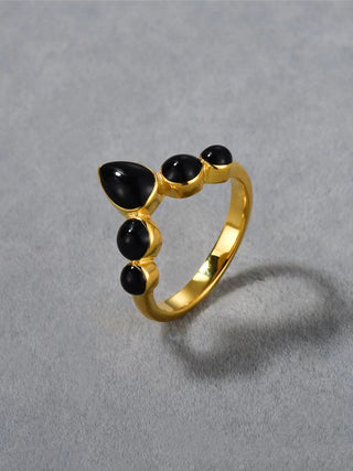 Black Drop Glaze Crown Ring