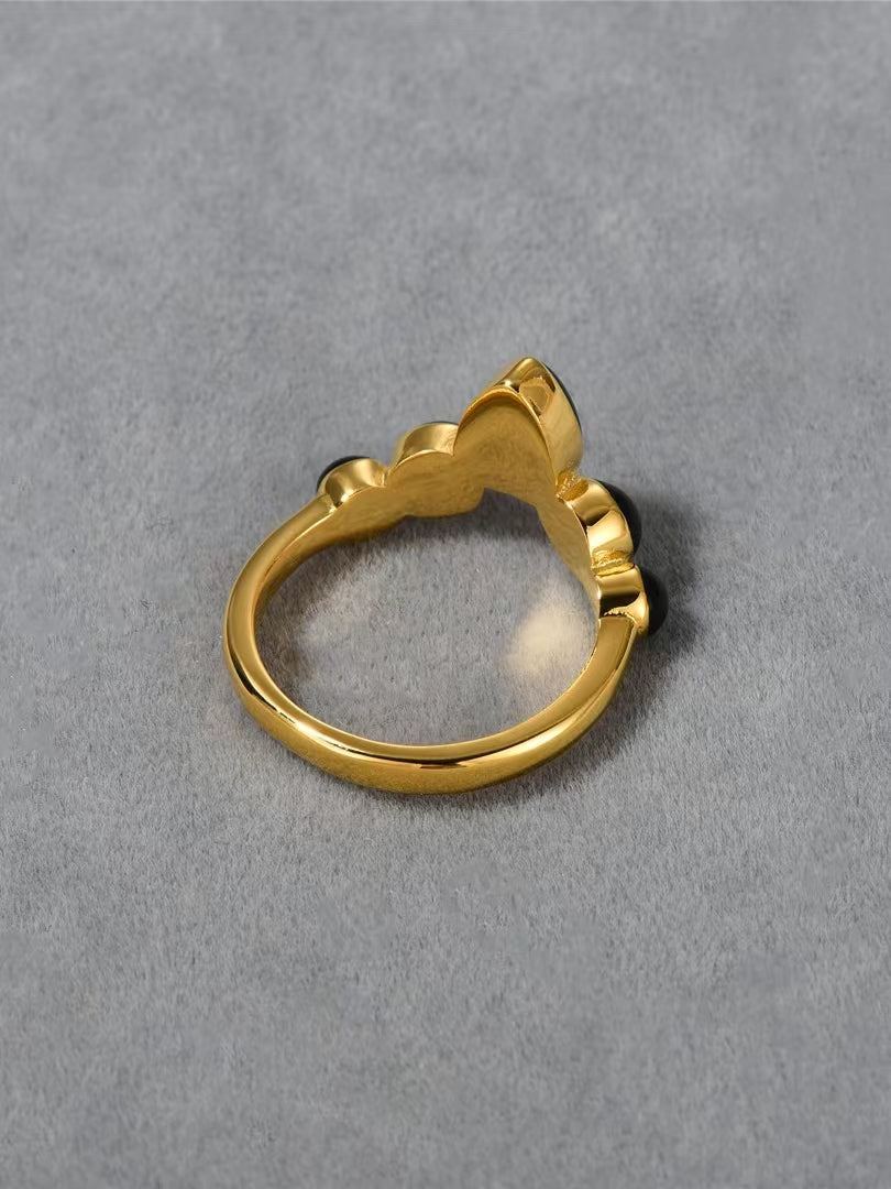 Black Drop Glaze Crown Ring