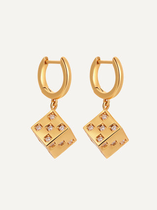 Cube Dice Micro Pave Diamond Earrings