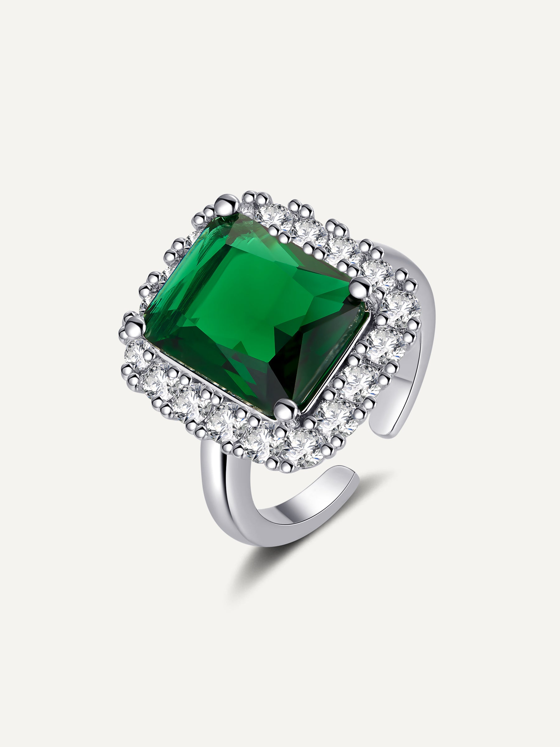 Square Emerald Diamond Open Ring – Custom Jewelry Design Draft