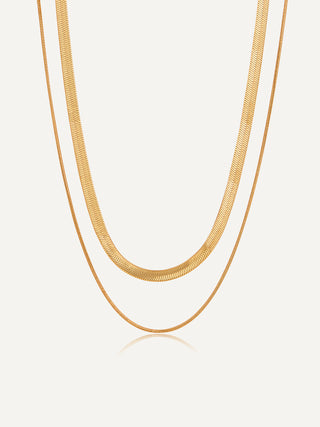 Double Stacked Snake Bone Chain Necklace